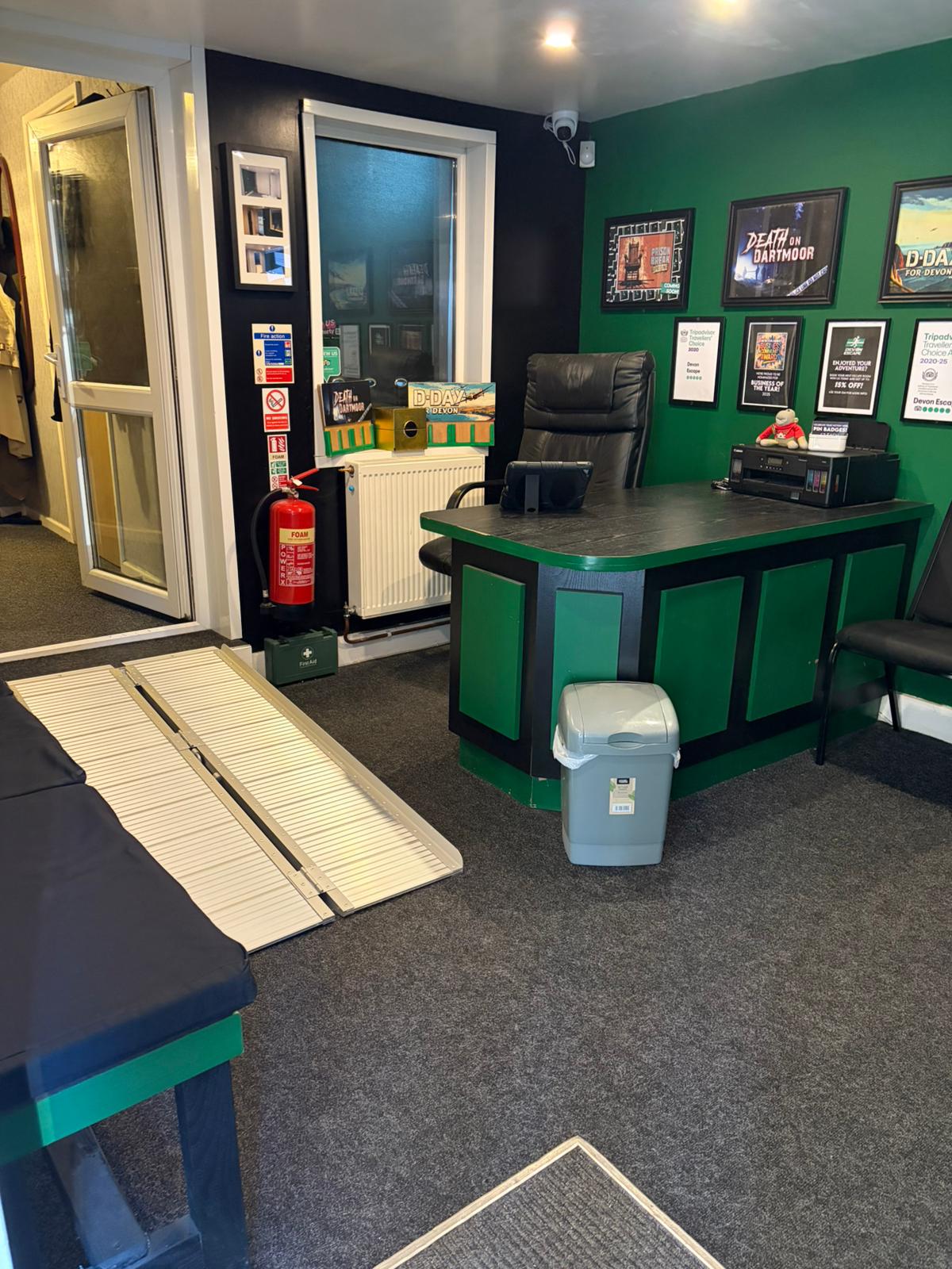 An image of our lobby space with removal ramp.